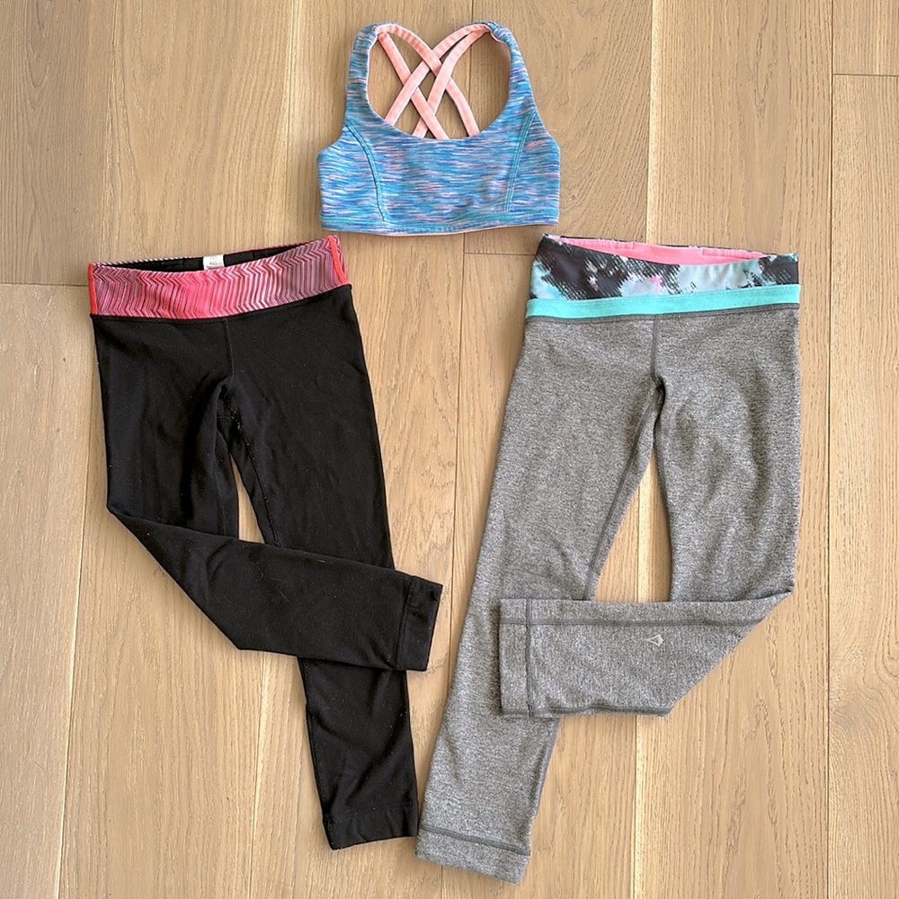 Ivivva Size 7 Bundle 2 x Pants Rhythmic Tights Leggings 1 x Vitality Sports Bra